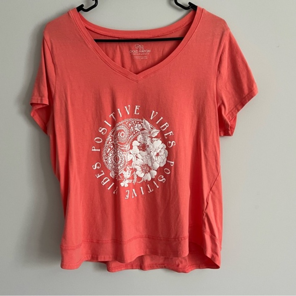 Gold Nation Performance Coral 'Positive Vibes' Short Sleeve Tee Shirt